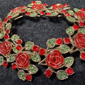 Danbury Mint Floral Garden Party Red Roses Stretch Bracelet